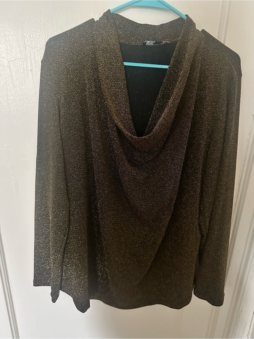 Metallic Gold/Brown Cowl Neck Women’s Sweater